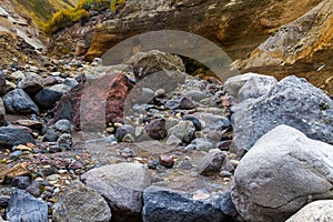 Mountain dry stream riverbed