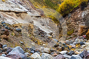 Mountain dry stream riverbed