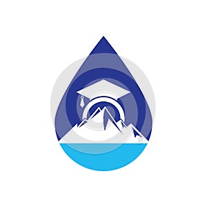 Mountain education drop shape concept logo design icon template