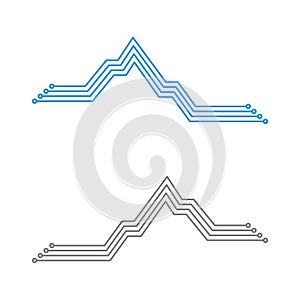 Mountain Electronic Circuit Logo Illustration Design. Vector EPS 10