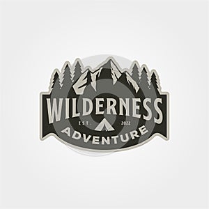 mountain emblem logo design, adventure camp vector illustration design