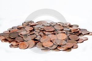 Mountain of euro coins isolated on white background