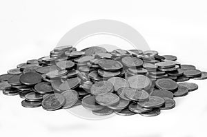 Mountain of euro coins isolated on white background