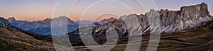 Mountain evening dusk peaceful panorama from Giau Pass