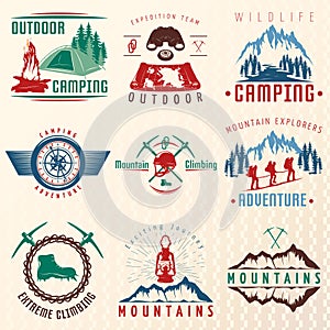 Mountain Expeditions Colorful Emblems