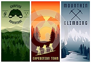 Mountain Expeditions Vertical Banners Set