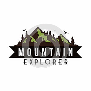 Mountain Explorer Adventure Badge Logo Vector Template