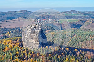 Mountain Falkenstein in Saxon Switzerland in autumn