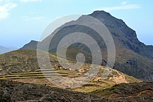 Mountain farm in front of Roque del Conde