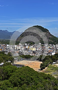 Mountain, favela and soccer field, Rio