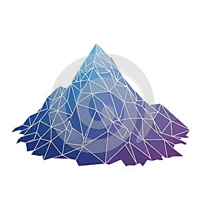 The mountain features a gradient of blue to purple creating a