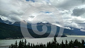 Mountain Filled horizon on the pacific ocean. Inside passage Alaska