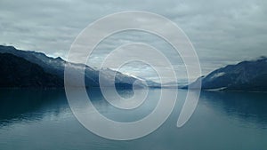 Mountain Filled horizon on the pacific ocean. Inside passage Alaska