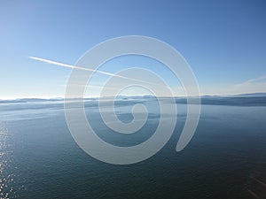 Mountain Filled horizon on the pacific ocean. Inside passage Alaska