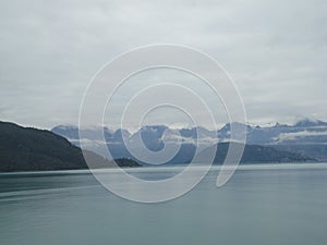 Mountain Filled horizon on the pacific ocean. Inside passage Alaska