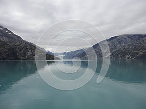 Mountain Filled horizon on the pacific ocean. Inside passage Alaska