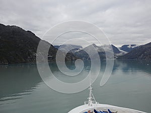 Mountain Filled horizon on the pacific ocean. Inside passage Alaska