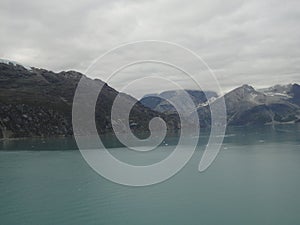 Mountain Filled horizon on the pacific ocean. Inside passage Alaska