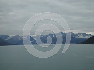 Mountain Filled horizon on the pacific ocean. Inside passage Alaska