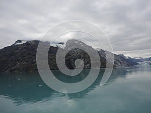 Mountain Filled horizon on the pacific ocean. Inside passage Alaska