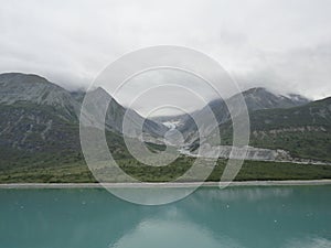 Mountain Filled horizon on the pacific ocean. Inside passage Alaska