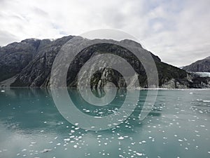 Mountain Filled horizon on the pacific ocean. Inside passage Alaska