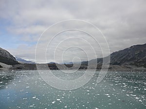 Mountain Filled horizon on the pacific ocean. Inside passage Alaska