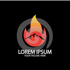 Mountain fire logo vector, mountain vector, fire vector, simple mountain logo design, fire simple design