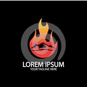 Mountain fire logo vector, mountain vector, fire vector, simple mountain logo design, fire simple design
