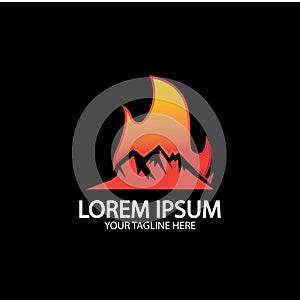 Mountain fire logo vector, mountain vector, fire vector, simple mountain logo design, fire simple design