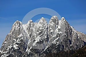 Mountain with five peaks called Cinque Punte di Raibl in Italian
