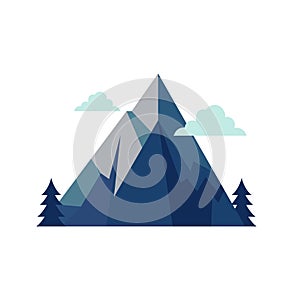 Mountain flat vector illustration, natural landscape in geometric style