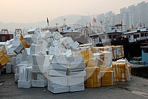 A mountain of foam waste