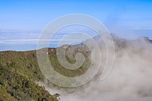 Mountain fog sky clouds landscape