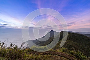 On the mountain with fog in Thailand