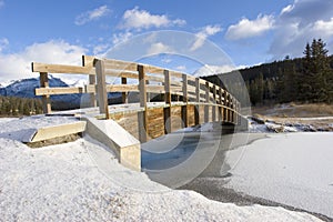 Mountain Footbridge in Winter 2