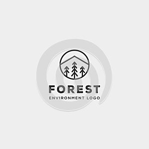 mountain forest nature badge line simple logo template vector illustration icon element