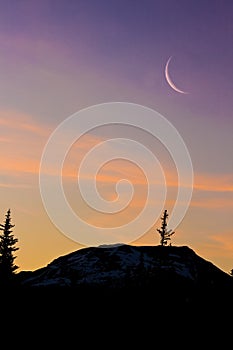 Mountain and Forest Silhouettes at Sunrise