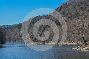 Mountain Fork River winding through Beavers Bend State Park in Broken Bow, Oklahoma