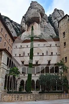 Mountain formations and abbey of Montserrat , Spain photo