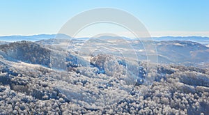 Mountain frosty lanscape, winter scene