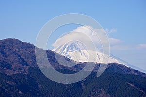 Mountain Fuji at Ashi lake hakone in winter season.