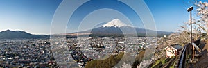 Mountain Fuji with cherry blossom at Chureito Pagoda, Fujiyoshida, Japan