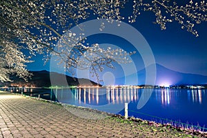 Mountain Fuji and cherry blossom sakura in spring season