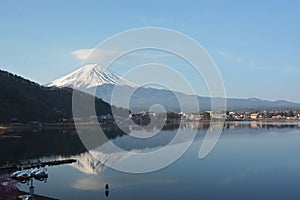 Mountain Fuji in lake Kawaguchi