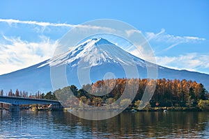 Mountain fuji and lake kawaguchiko, Japan.