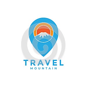 Mountain fuji with pin map location logo design, vector graphic symbol icon illustration creative idea