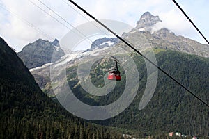 Mountain funicular in Dombai