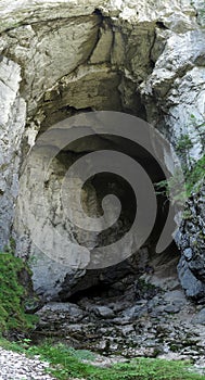 Mountain gate in Cetatile Ponorului in Bihor carst mountains in Apuseni in Romania