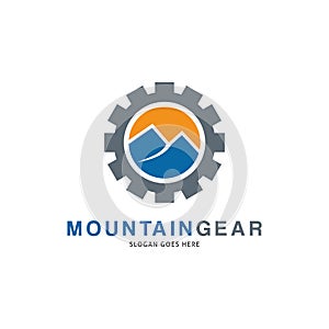 Mountain Gear Icon Vector Logo Template Illustration Design